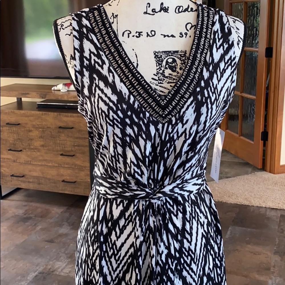 NY Collection Patterned Maxi Dress with Tie